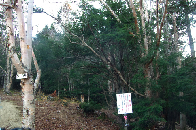 表参道ショートカットコース登山口「アコウ平」