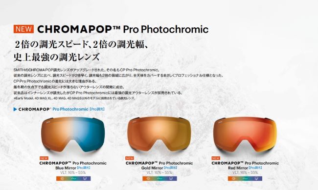 SMITH ゴーグル skyline Chromapop 調光レンズ スミス Skyline LENS